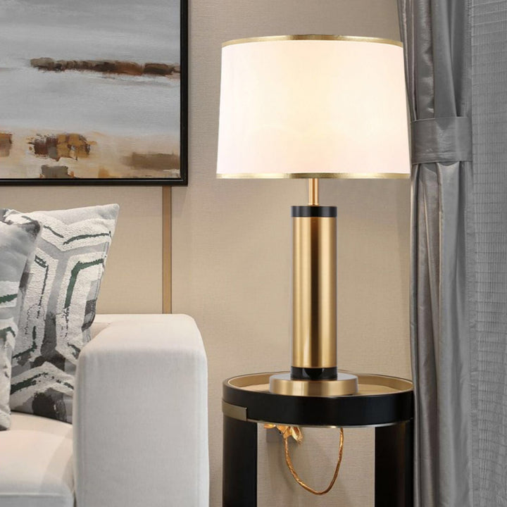 Lisslune | Modern Transitional Cylinder Iron Fabric 1-Light Table Lamp for the Living Room