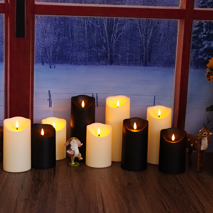 Lisslune | GlowLuxe Flameless LED Candles Set (9-piece) – With Remote Control and Glitter Finish