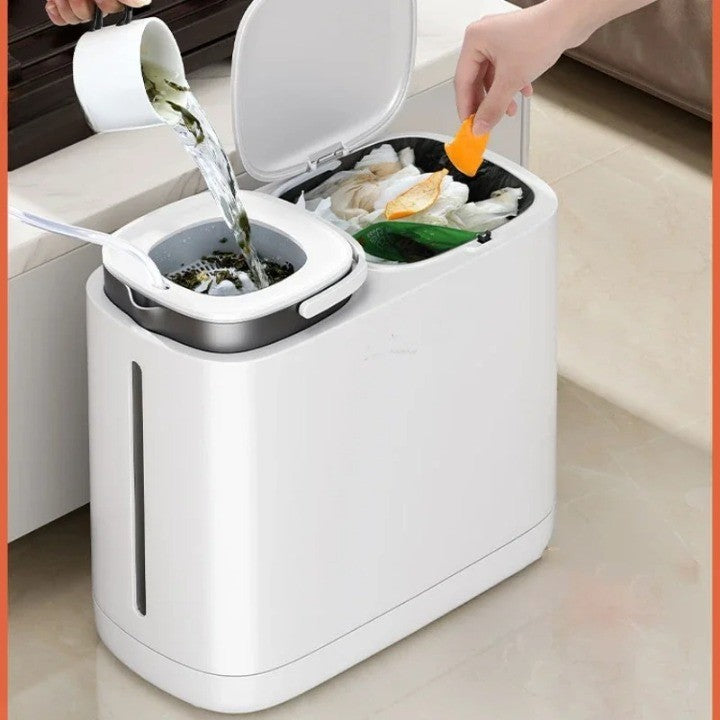 Lisslune | Dual Compartment Dry Wet Section Efficient Modern Home Trash Can