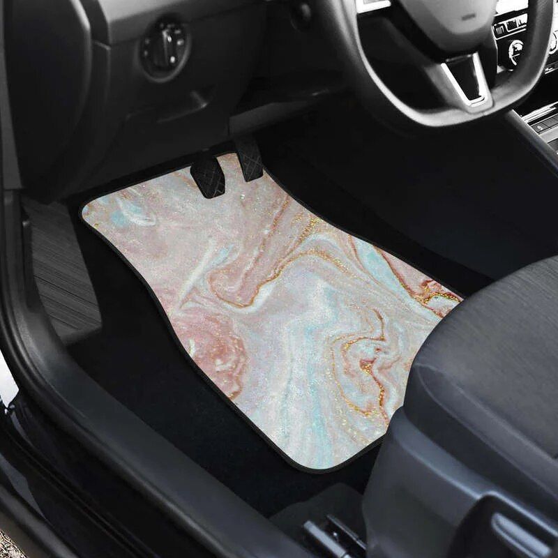 Lisslune | Luxe Pink Gold Floating Marble Car Mat (Full Set of 4)