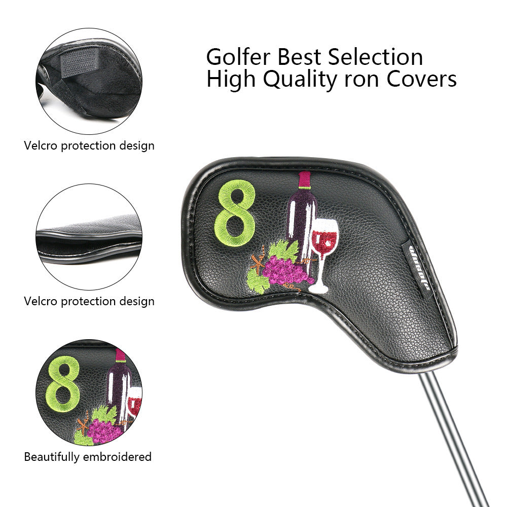 Lisslune | Golf Iron Cover Sleeve Ball Arm Cap Wine Glass Pattern High-end Pu Shaft Head Protective Cover