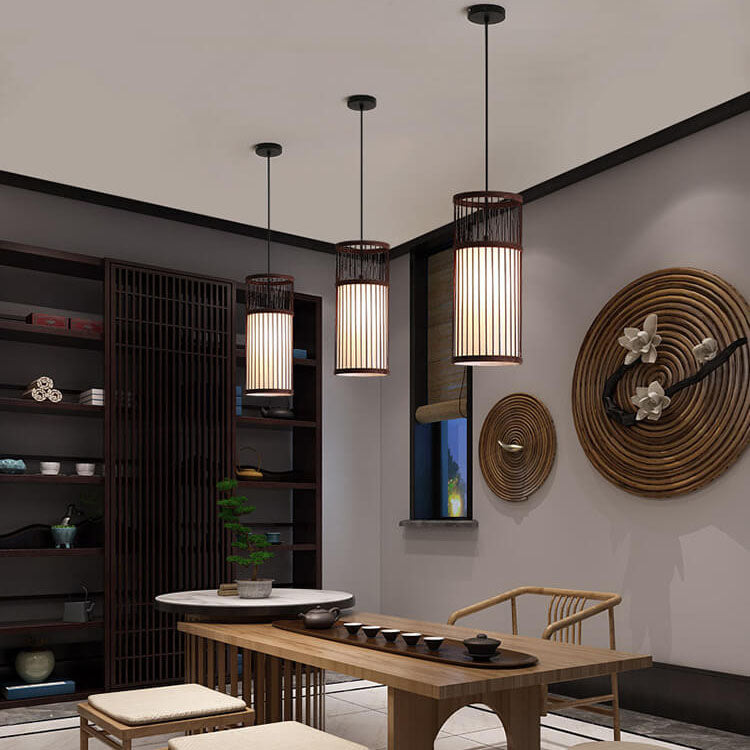 Lisslune | Bambora Zen Pendant Light | Handwoven Bamboo Lantern | Japanese Design | Natural Elegance