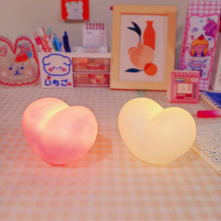 Lisslune | LuvSphere Silicone LED Night Light | Heart-Shaped Design | Table Lamp | Warm Mood Light | Decorative