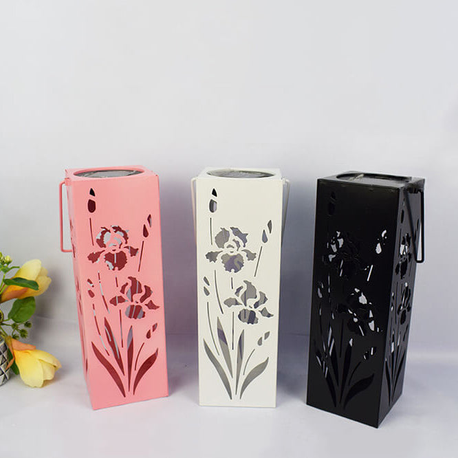 Lisslune | Solar Butterfly Rose Pattern Hollow Column LED Outdoor Waterproof Decorative Lamp