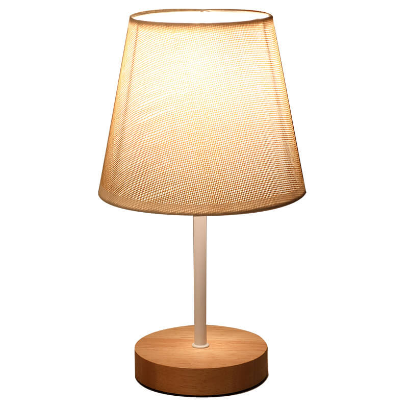 Lisslune | Nordic Vintage Fabric Cone Solid Wood LED Table Lamp