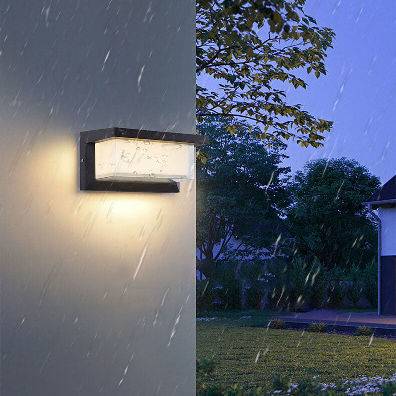 Lisslune | Modern Minimalist Solar Rectangle PC LED Outdoor Wall Light Lamp For Outdoor Patio