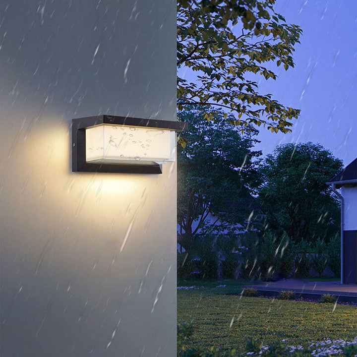 Lisslune | Modern Minimalist Solar Rectangle PC LED Outdoor Wall Light Lamp For Outdoor Patio