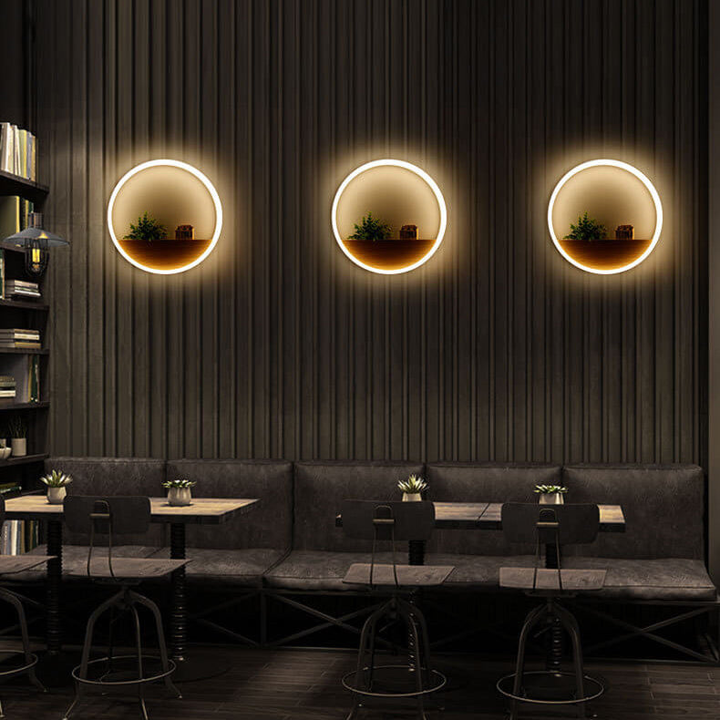 Lisslune | Lumoshelf LED Wall Light | Solid Wood with Shelf | Round Wall Lamp | Warm & White Light