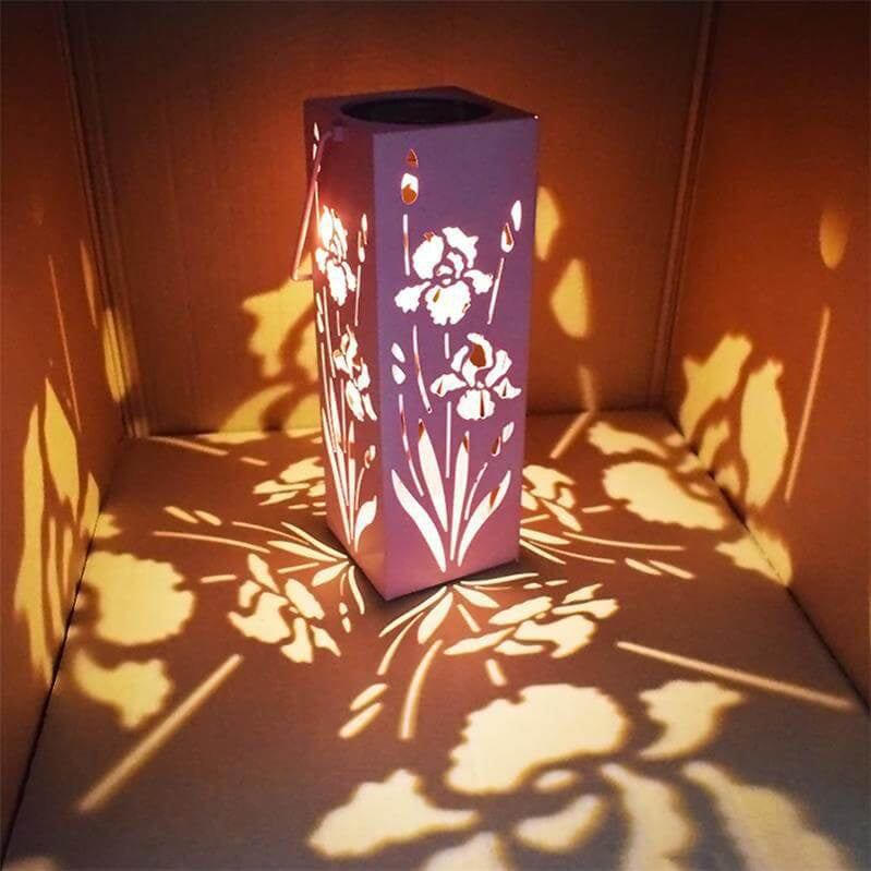 Lisslune | Solar Butterfly Rose Pattern Hollow Column LED Outdoor Waterproof Decorative Lamp