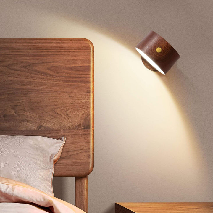 Lisslune | Simple wood USB rechargeable touch magnet LED night light wall sconce lamp