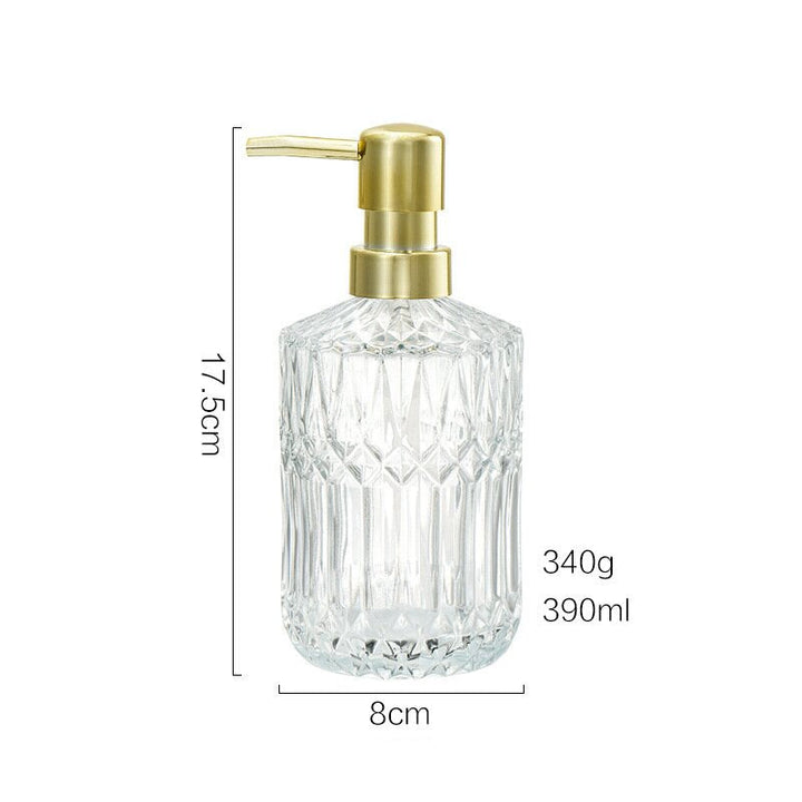 Lisslune | CrystalFoam Glass Soap Dispenser | Diamond Pattern Design | Elegant Storage for Soap | Modern Bathroom Decor