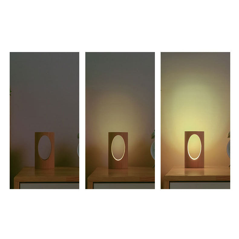 Lisslune | Japanese solid wood rectangular column LED night lamp USB table lamp
