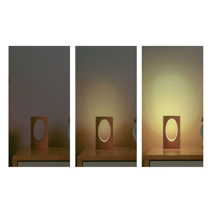 Lisslune | Japanese solid wood rectangular column LED night lamp USB table lamp