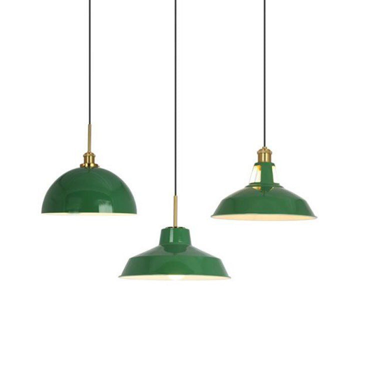 Lisslune | RetroDome Industrial Vintage Pendant Light | Green Iron Dome Design | Single Light | Rustic Ceiling Lighting