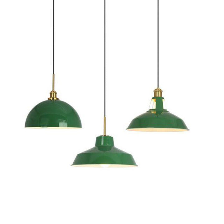 Lisslune | RetroDome Industrial Vintage Pendant Light | Green Iron Dome Design | Single Light | Rustic Ceiling Lighting
