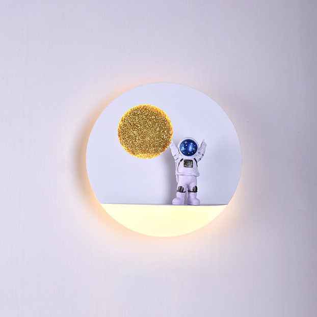 Lisslune | Contemporary Creative Iron Resin Round Astronaut LED Wall Light Lamp for Bedroom
