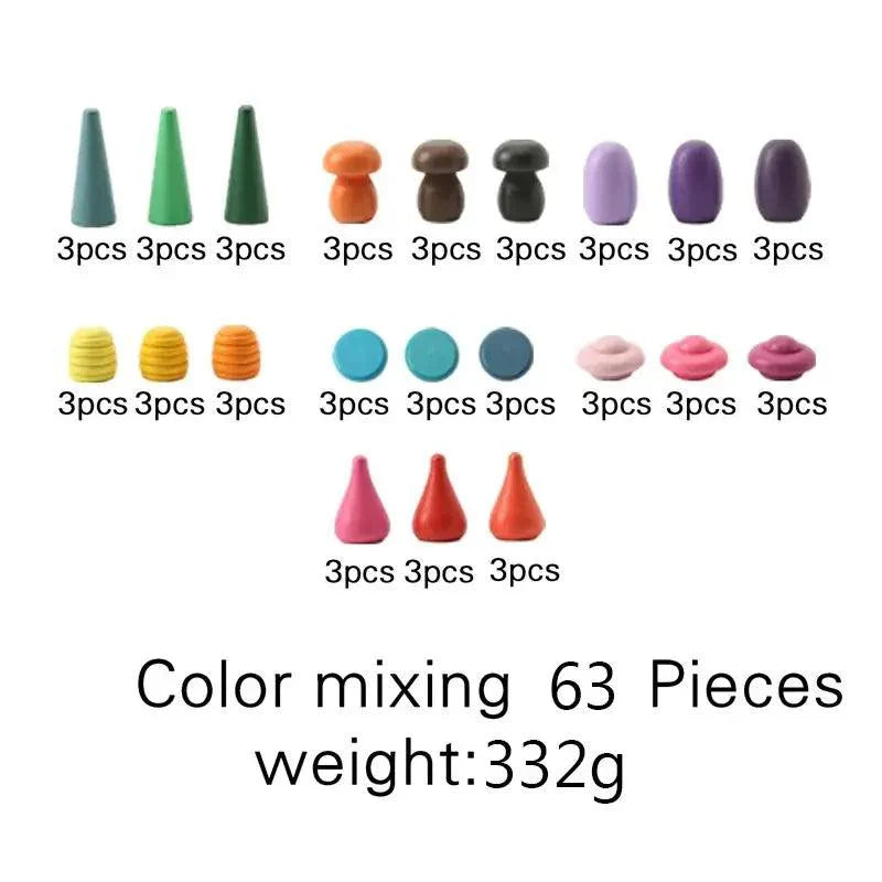 Lisslune | Colorful Wooden Building Blocks Set for Creative Learning and Logical Development
