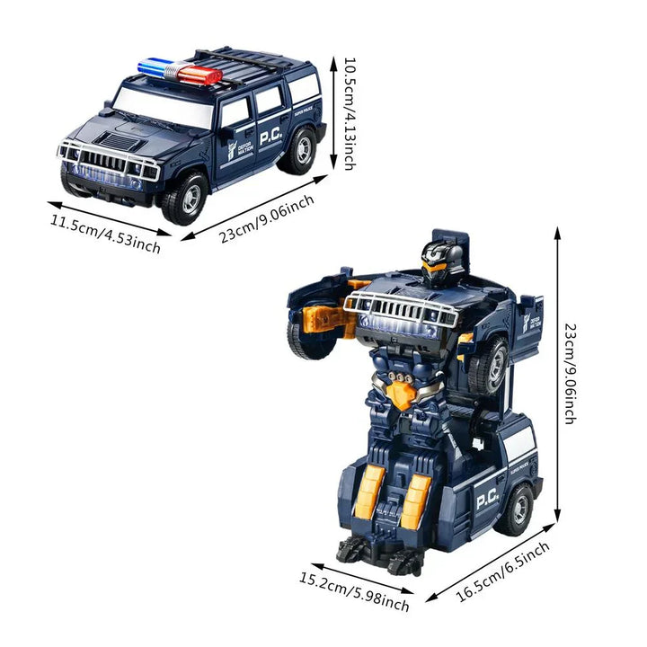 Lisslune | Transforming Robot Car | 2-in-1 Police Car & Robot Toy with Lights and Sound