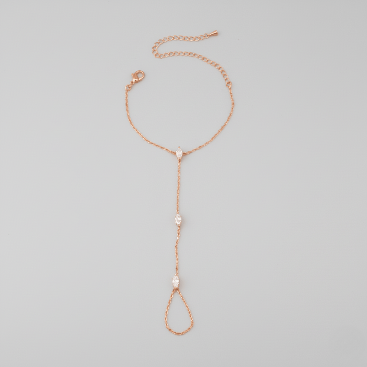 Lisslune | Adjustable Finger Ring Bracelet made of Stainless Steel with Crystals