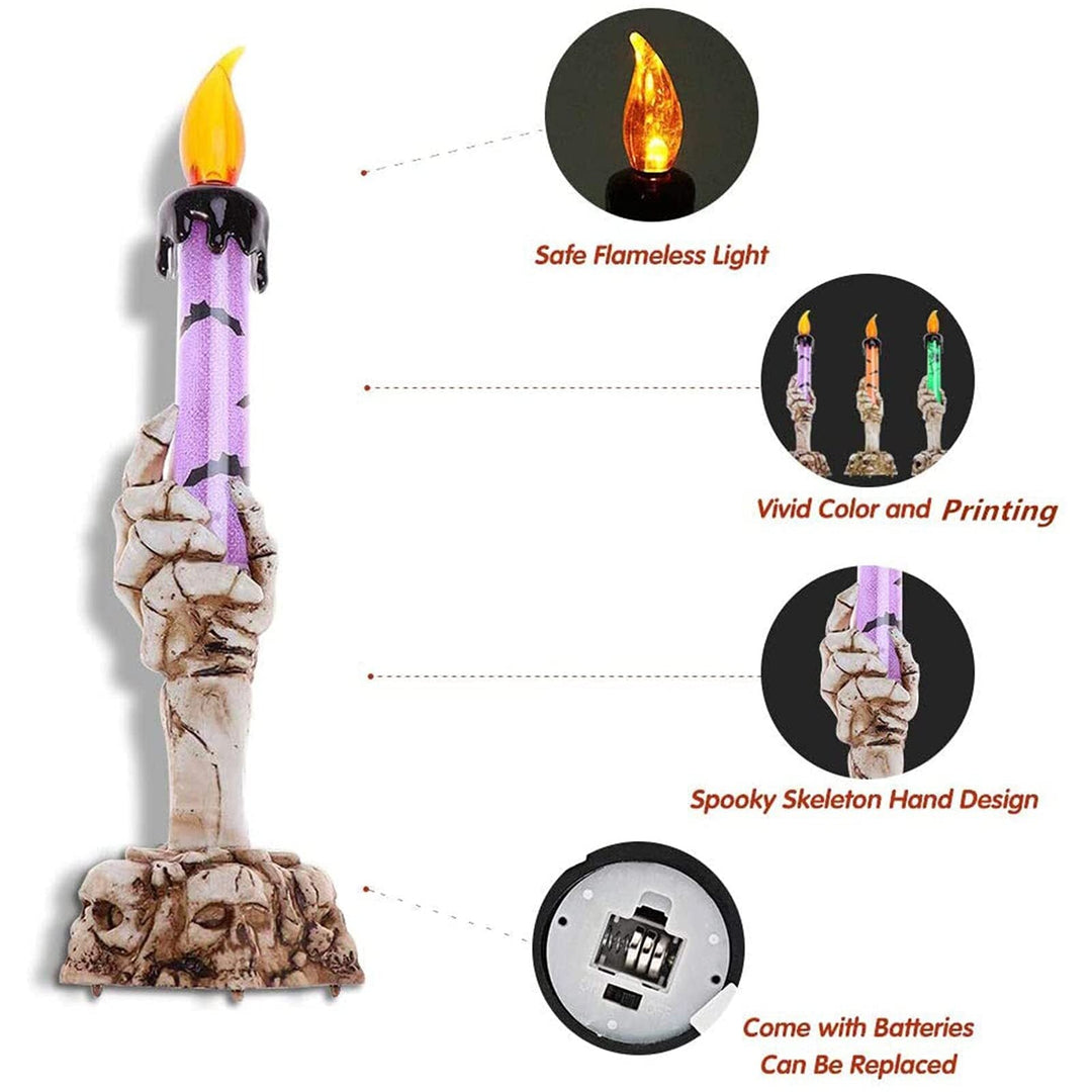 Lisslune | Halloween Ghost Hand Electronic Skeleton Candle Halloween Party Bar Props Decoration Glitter Lamp