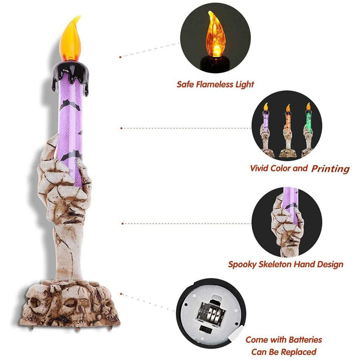Lisslune | Halloween Ghost Hand Electronic Skeleton Candle Halloween Party Bar Props Decoration Glitter Lamp