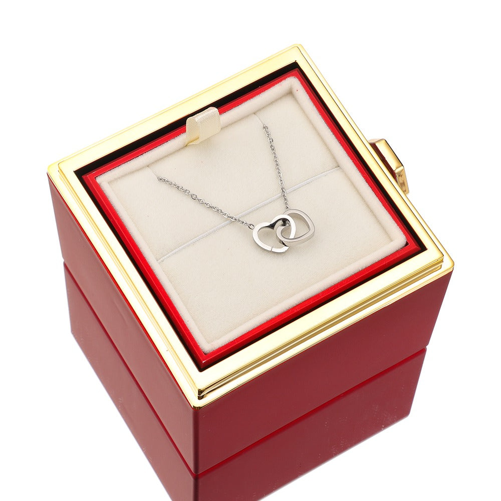Lisslune | Lunavia Jewelry Box with Eternal Rose and Heart Necklace – 14k White Gold & 18k Gold Finish