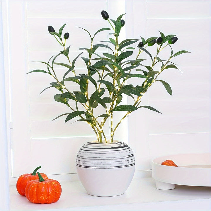 Lisslune | Illuminated Olive Tree LED Lamp – Modern Decor for Festive Occasions, Weddings, Birthdays, and Party Atmosphere, Ideal for Dining Table, Cabinet, or Café Decor