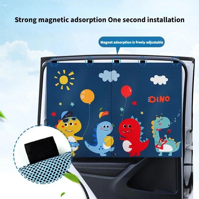 Lisslune | Universal Magnetic Car Side Screen Sunshade - Cartoon Curtain for Kids' Sun Protection and Thermal Insulation