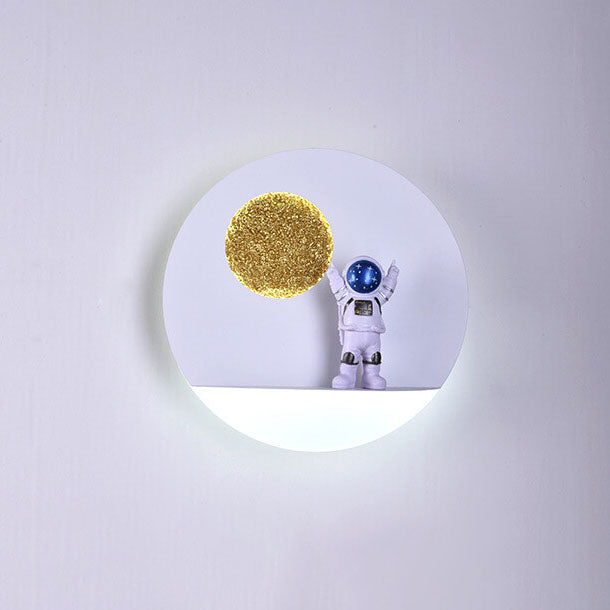 Lisslune | Contemporary Creative Iron Resin Round Astronaut LED Wall Light Lamp for Bedroom