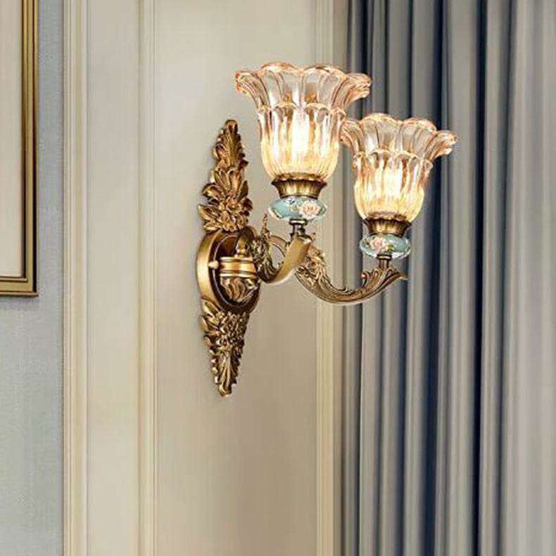 Lisslune | FlorisLuxe European Wall Lamp | Blossom Design | 1-2 Flames | High-Quality Resin & Glass | Elegance for Living Room & Hallway