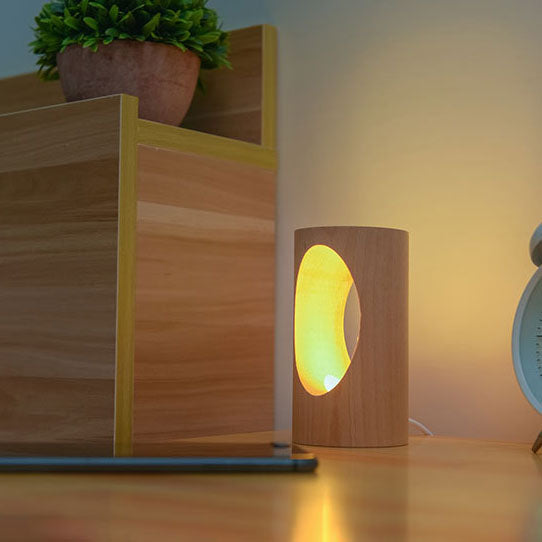 Lisslune | Japanese solid wood rectangular column LED night lamp USB table lamp