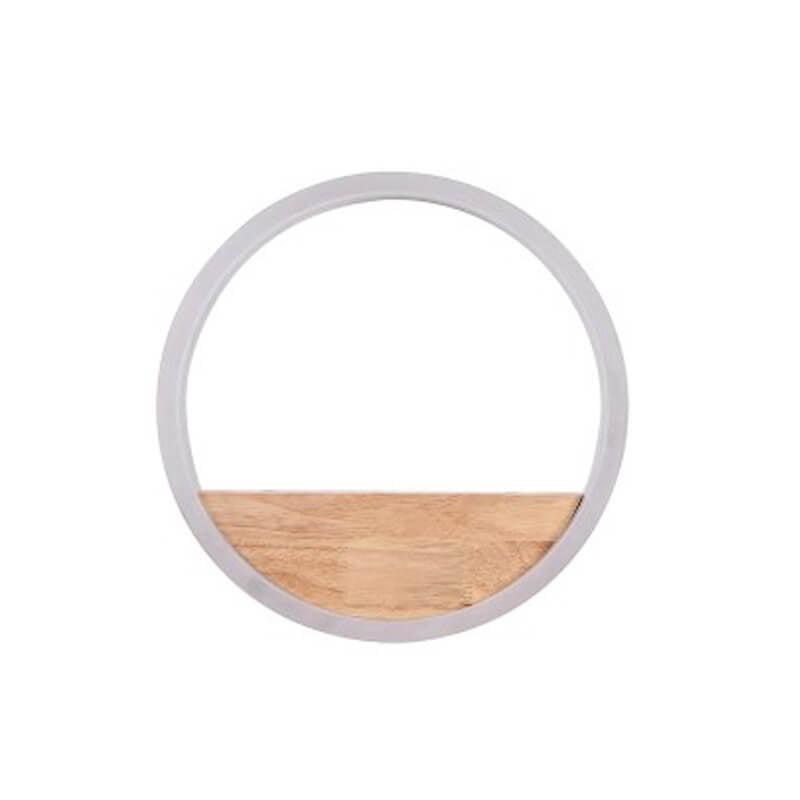 Lisslune | Lumoshelf LED Wall Light | Solid Wood with Shelf | Round Wall Lamp | Warm & White Light