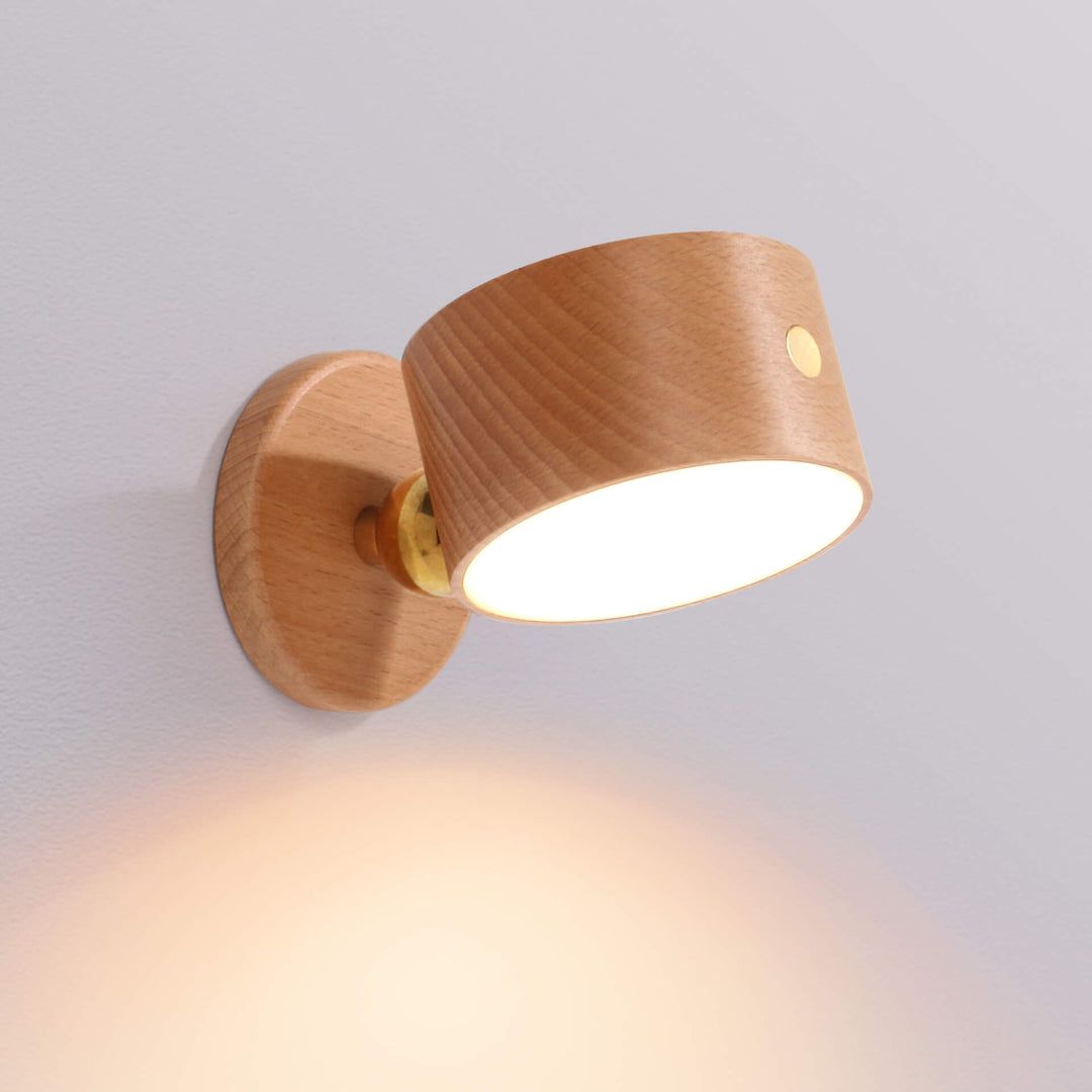 Lisslune | Simple wood USB rechargeable touch magnet LED night light wall sconce lamp