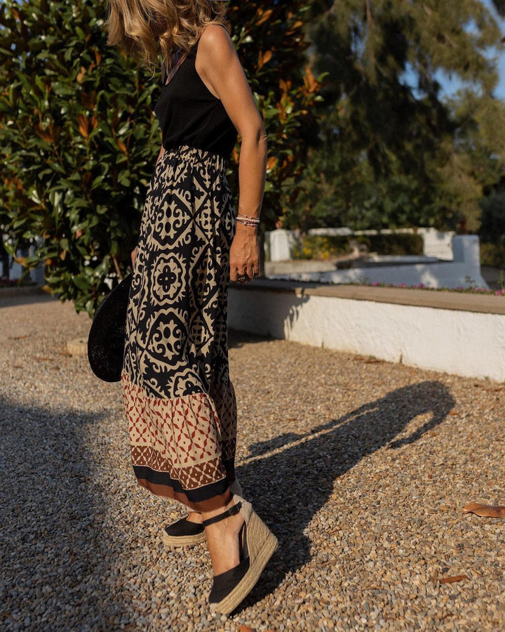 Lisslune | Boho Lange Rock mit Print