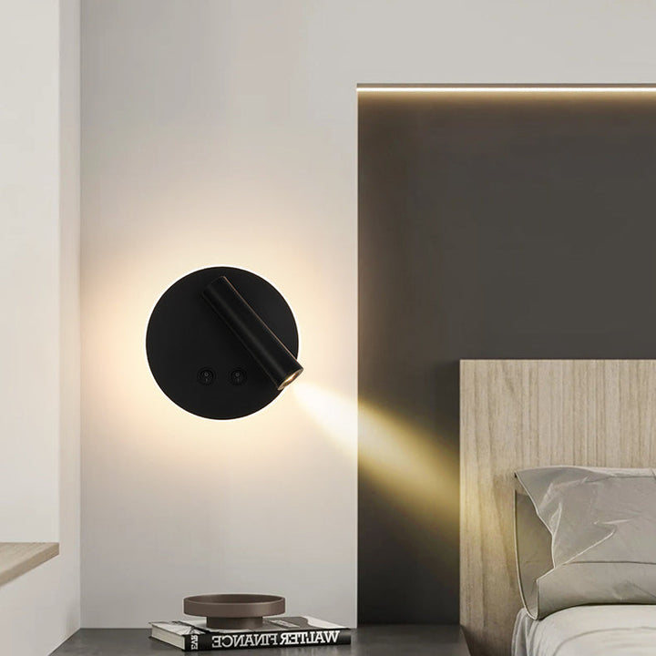 Lisslune | Modern Minimalistic Rectangular Round Iron Aluminum LED Wall Lamp For Bedroom