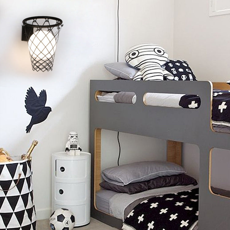 Lisslune | Slamora Children's Wall Light | Basketball Hoop Design | Glass & Metal | Art Deco Style | Bedroom Light