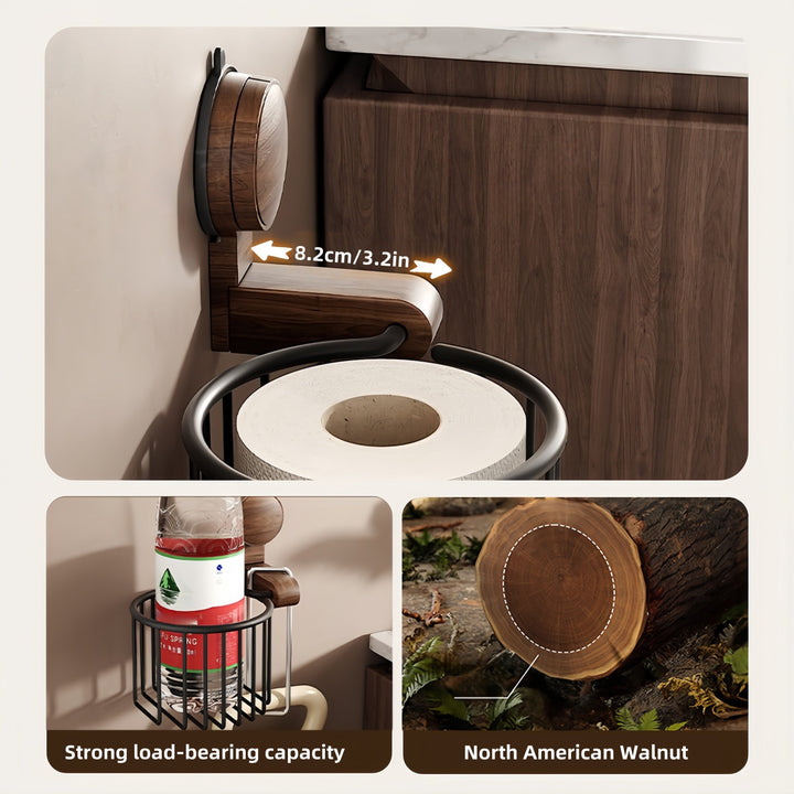 Lisslune | Suction Cup Walnut Paper Towel Holder