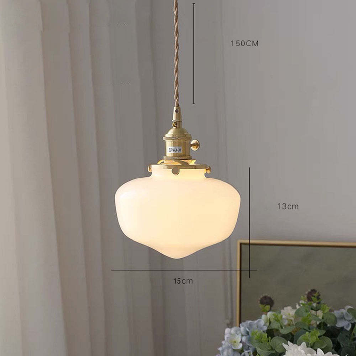 Lisslune | Vintage Brass Lantern Glass Pendant Light