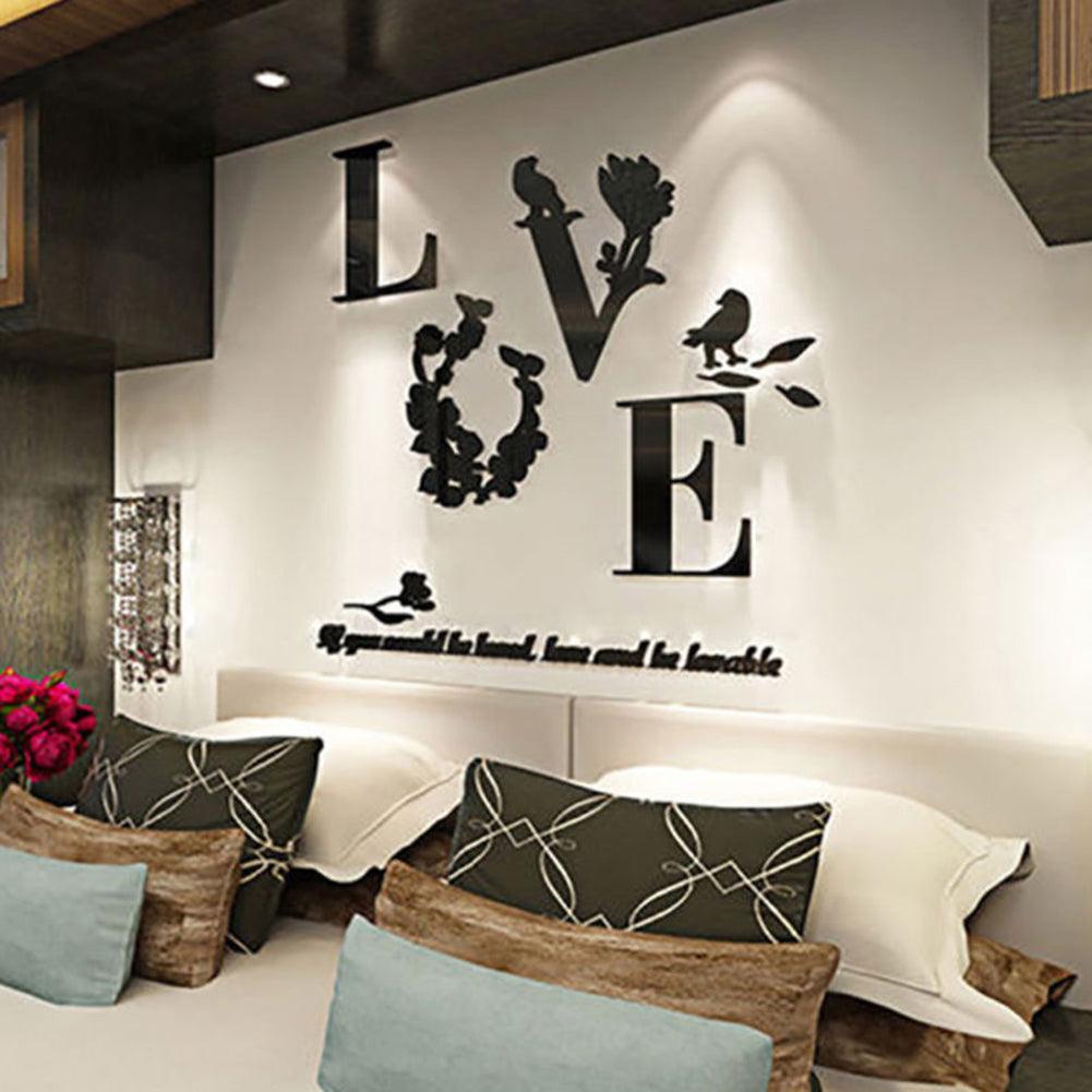 Lisslune | Enchanting 3D Lovebirds Flower Wall Stickers - Easy to Apply & Remove