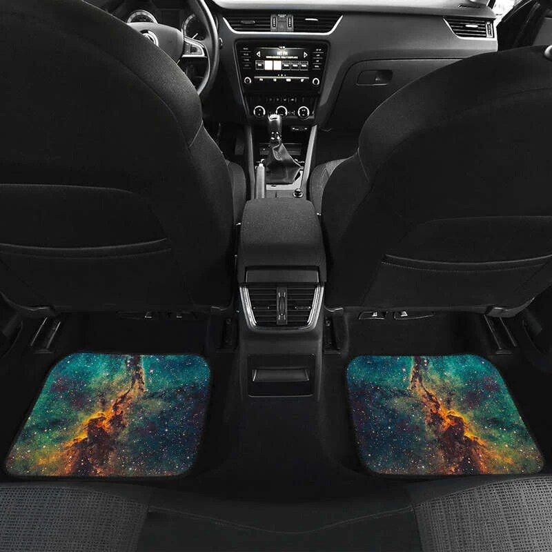 Lisslune | Galaxy Space Teal & Orange Car Mats Set