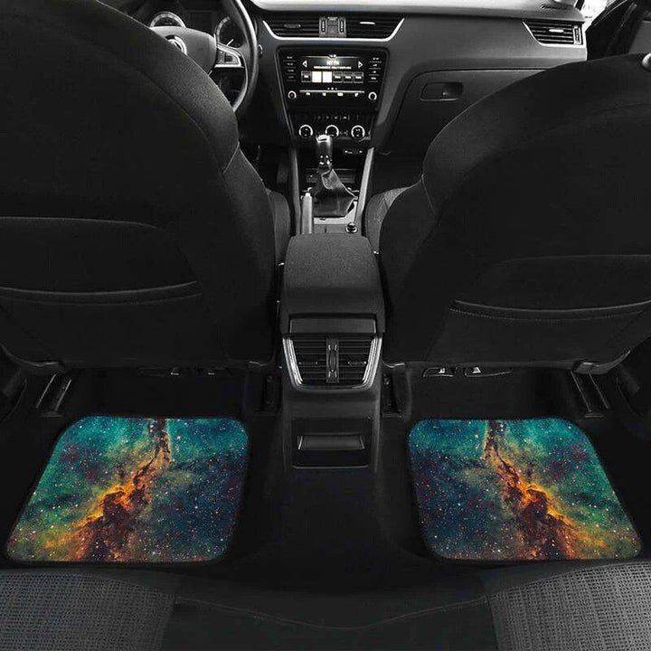 Lisslune | Galaxy Space Teal & Orange Car Mats Set