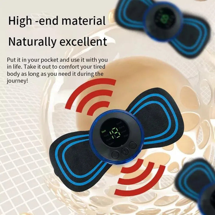 Lisslune | 4PCS LCD Display EMS Neck Massage Electric Massager Cervical Neck Back Patch 8 Mode Pulse Muscle Stimulator Portable Pain Relief