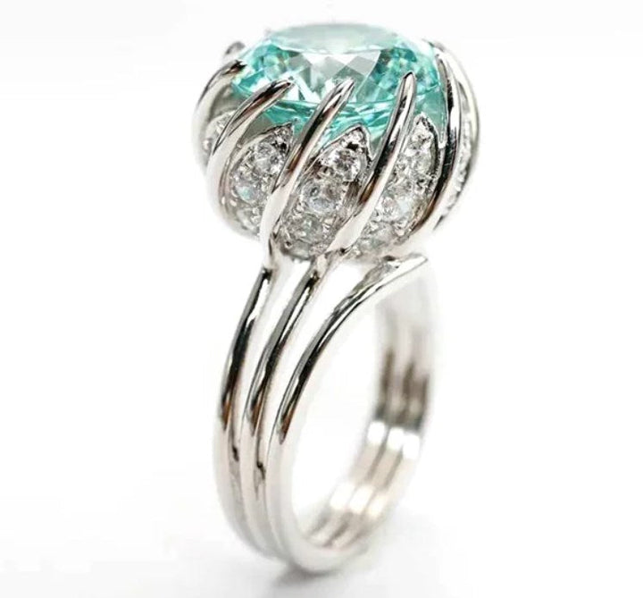 Skorter | 6 Carat Paraiba Blue-green Lotus Diamond Ring