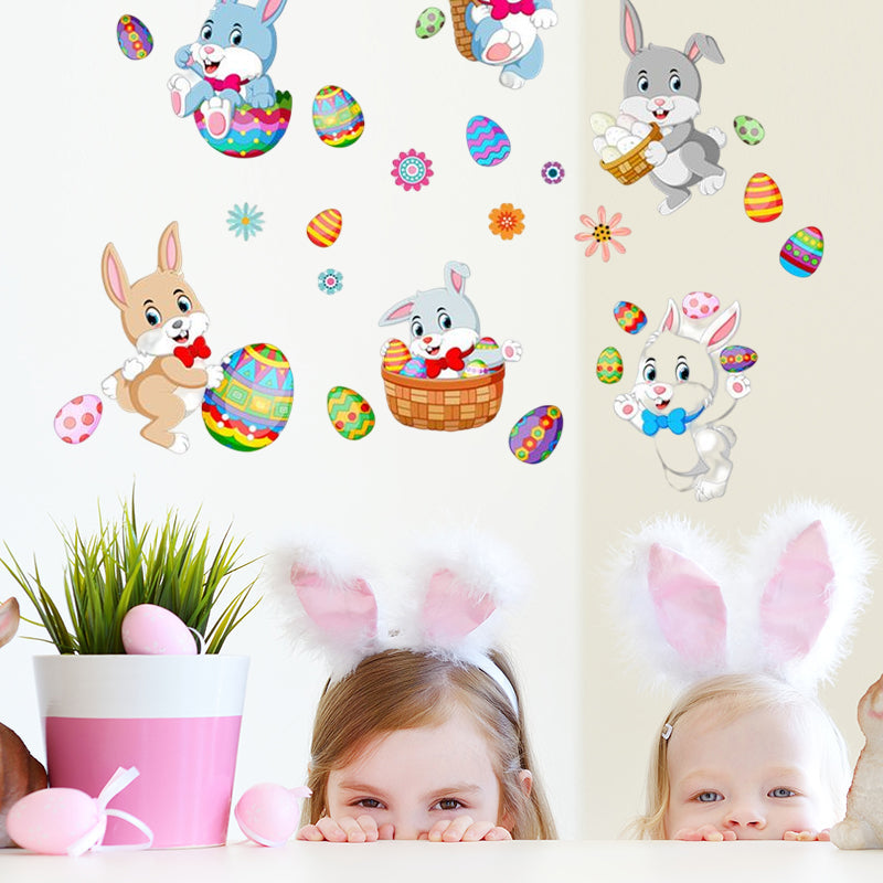 Lisslune | Easter Bunny Egg Wall Stickers, 2 Sheets