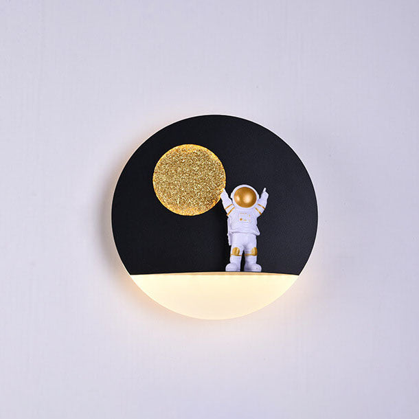 Lisslune | Contemporary Creative Iron Resin Round Astronaut LED Wall Light Lamp for Bedroom