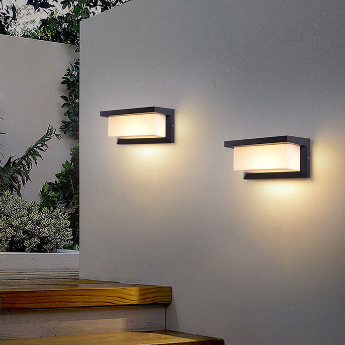 Lisslune | Modern Minimalist Solar Rectangle PC LED Outdoor Wall Light Lamp For Outdoor Patio