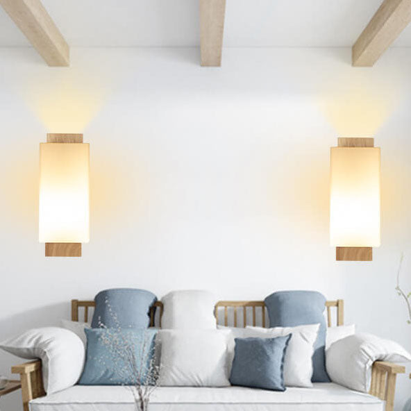Lisslune | Modern minimalist solid wood square glass column 1-light wall sconces lamp