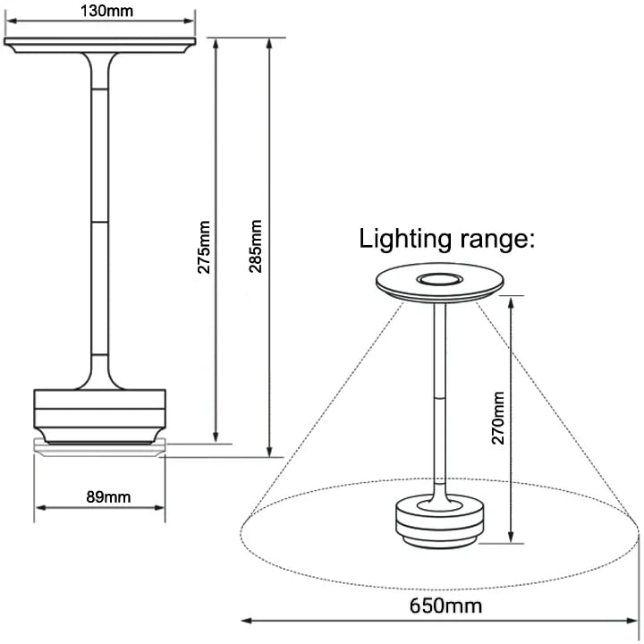 Lisslune | Cordless Table Lamp - Dimmable & Rechargeable Desk Light