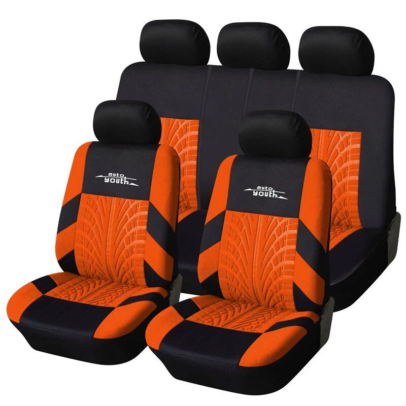 Lisslune | Universal Fit Embroidered Car Seat Cushions with Tire Track Detail