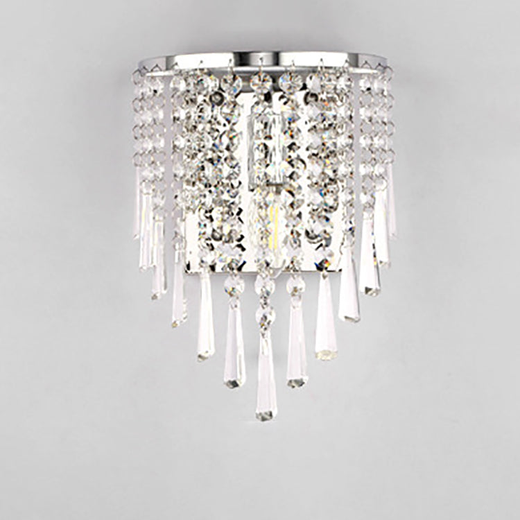 Lisslune | Modern Luxury Semi-Round Octagonal Pearl Stainless Steel Crystal 1-Light Wall Sconce Lamp for Living Room